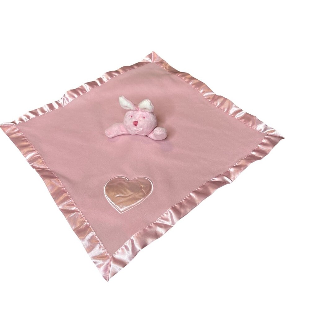 Soft Comfy Baby Boom Baby Lovey Security Blanket Bunny Plush Satin Ruffle Trim
